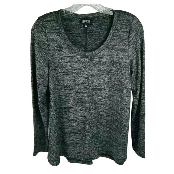 Jones New York Tops - Jones New York Women's Scoop Neck Long Sleeve Top Gray Size S